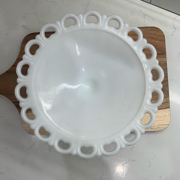 Vintage Anchor Hocking Old Colony Lace White Milk Pedestal Cake Stand - Picture 5 of 8